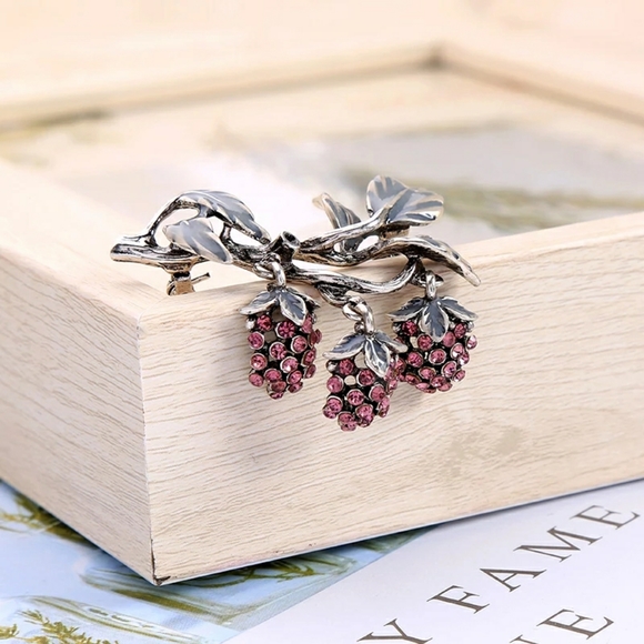 Pink Crystal Enamel Flower Vintage Silver Brooch - Picture 6 of 7